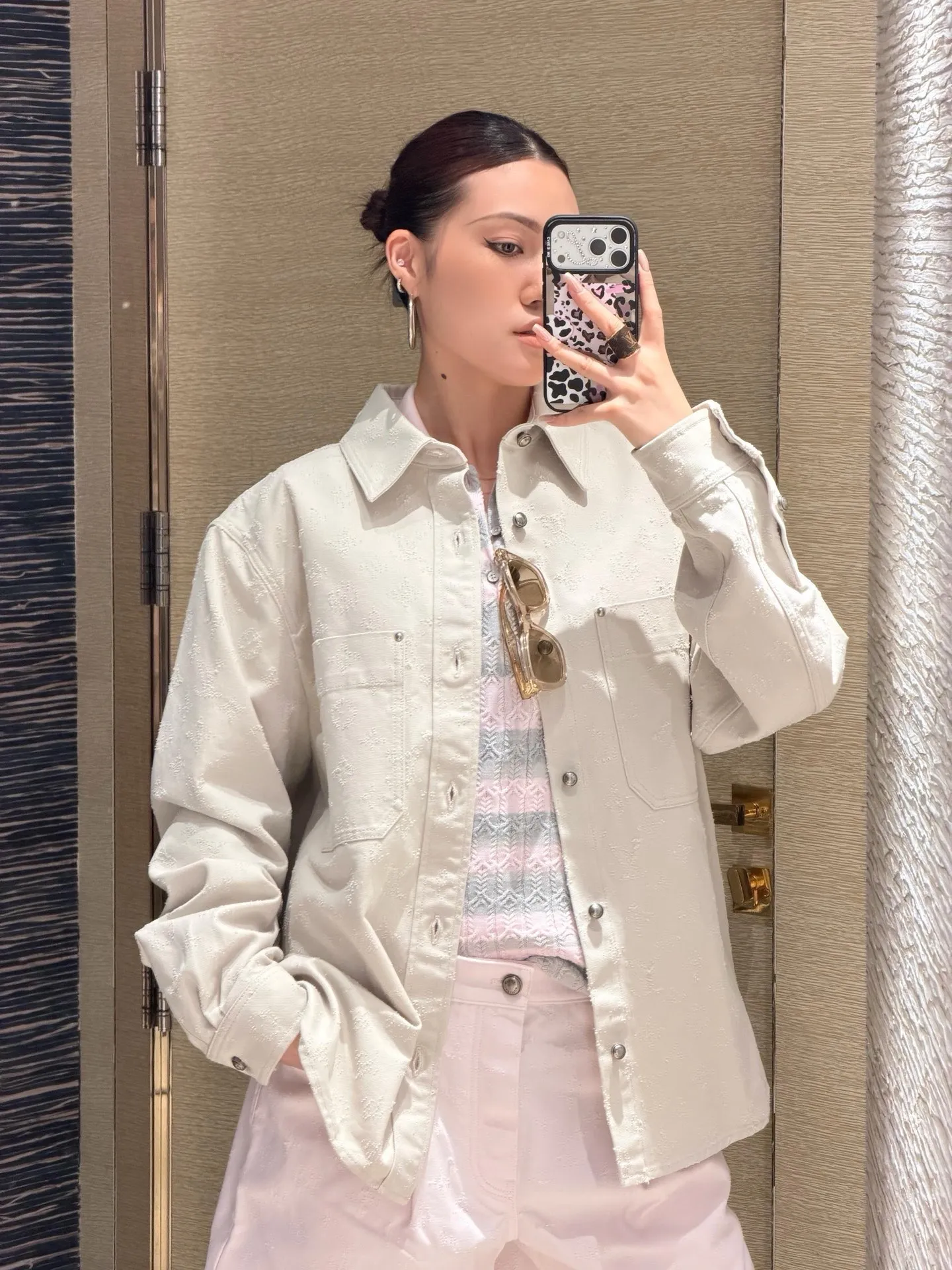Louis Vuitton/Louis Vuitton presbyopic needle-punched denim shirt jacket